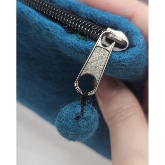 Felted Wool Owl On Branch Zippered Multicolor Coin Pouch Bag Nepal New 6"x4.5" - Picture 3 of 8